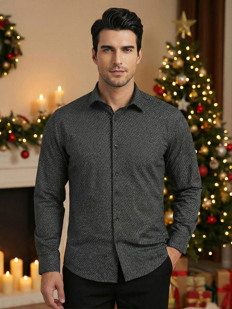 Camisa de hombre negra OZONEE V/V184Z