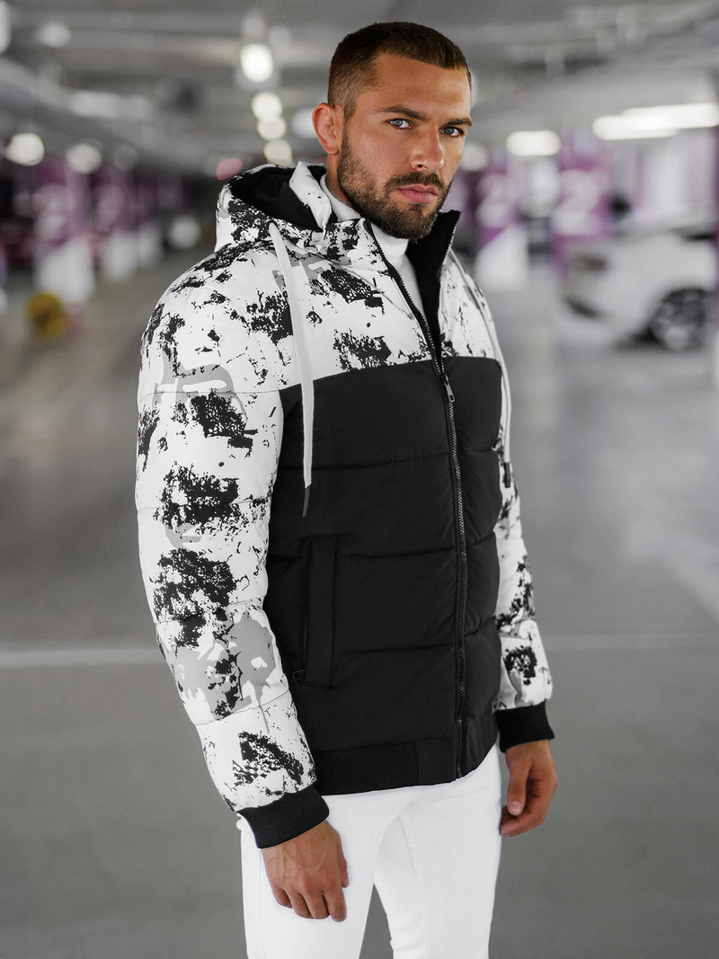Chaqueta de invierno de hombre blanco-negro OZONEE JS/31M5030/392Z