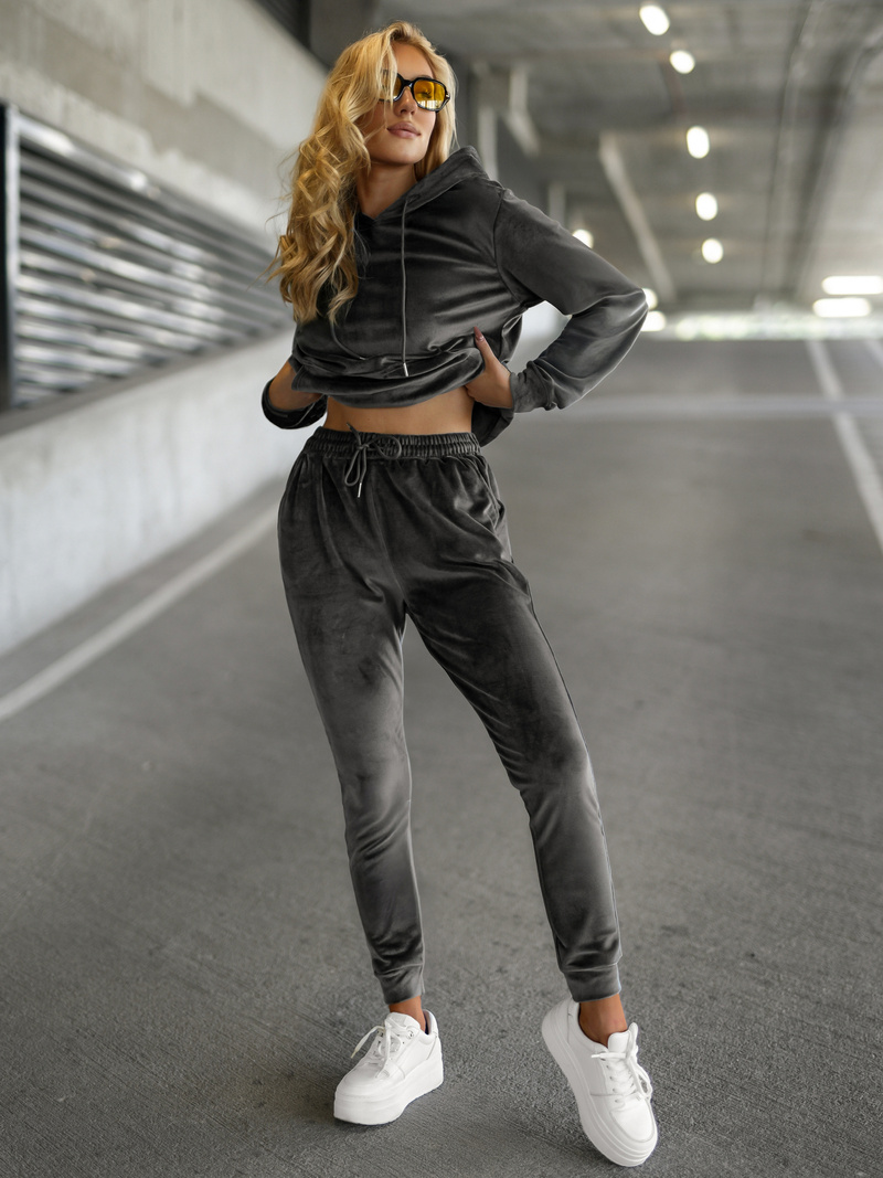 Chándal velour de mujer de grafito OZONEE JS/8C1301/6