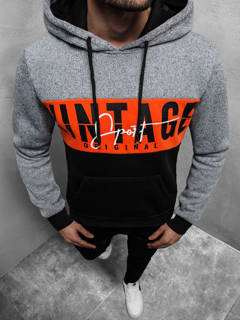 Sudadera de hombre amarillo gris OZONEE JS/KS1911Z