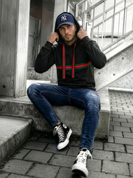 Sudadera de hombre negra OZONEE JS/8B1735/3Z