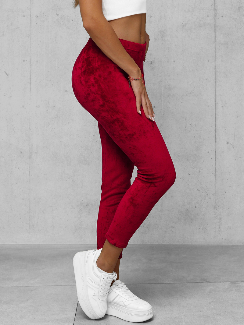 Pantalón velour de chándal para mujer burdeos OZONEE JS/92K521/35
