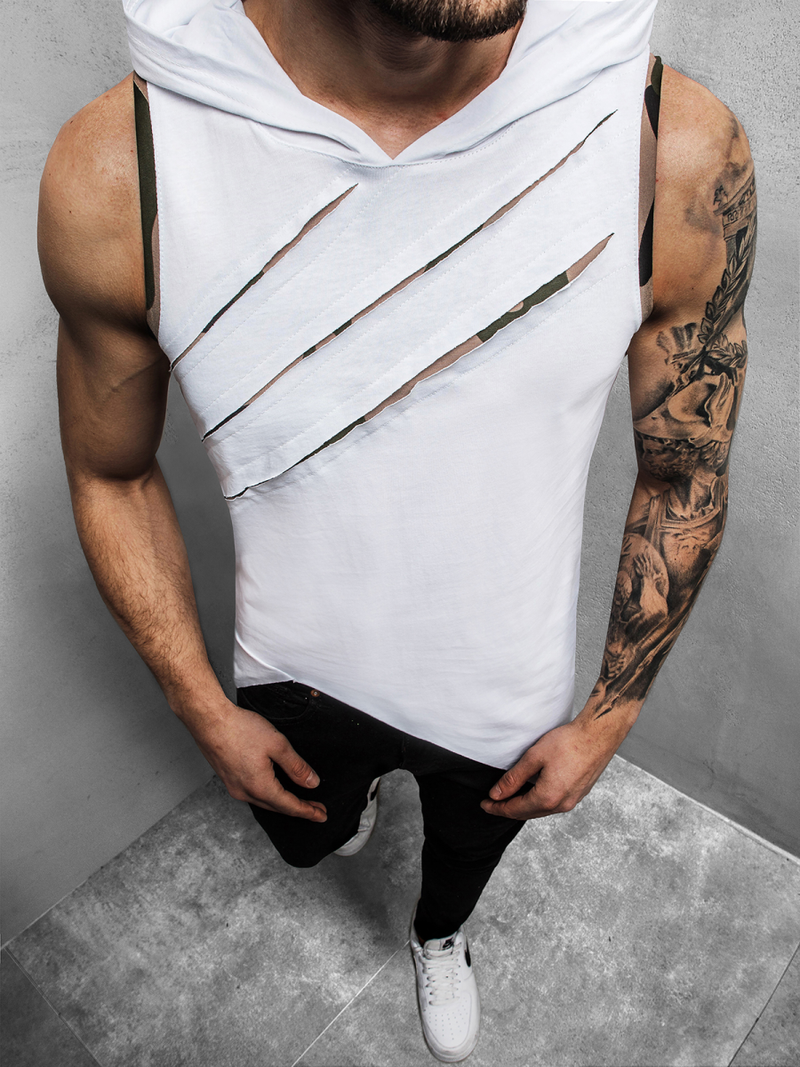 Camiseta sin mangas de hombre blanca OZONEE O/1254Z