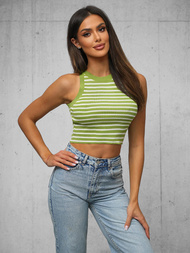 Camiseta sin mangas para mujer verde/blanco OZONEE O/JK6557