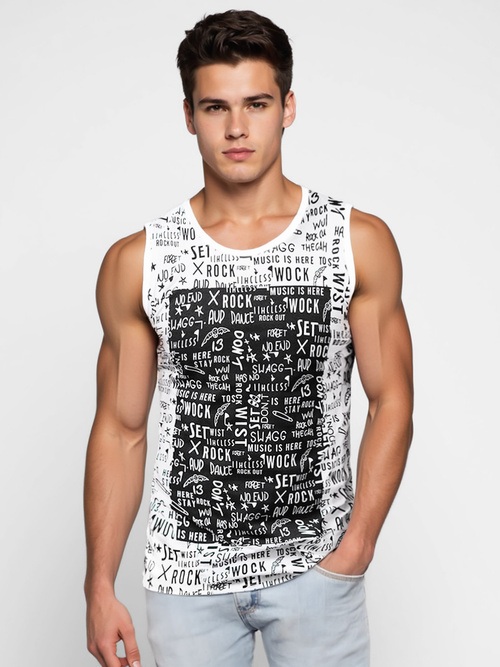 Camiseta sin mangas de hombre blanca OZONEE O/T103/1Z