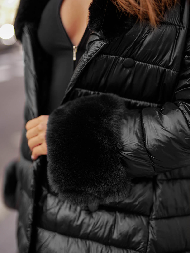 Abrigo de mujer negro OZONEE JS/5M3160/392Z