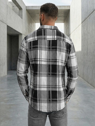 Camisa de hombre negro-blanca OZONEE NB/MC728N/3Z