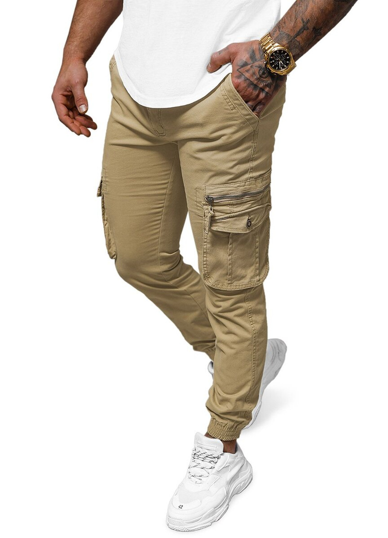 Pantalón chino jogger de hombre beige OZONEE NB/MP0201K
