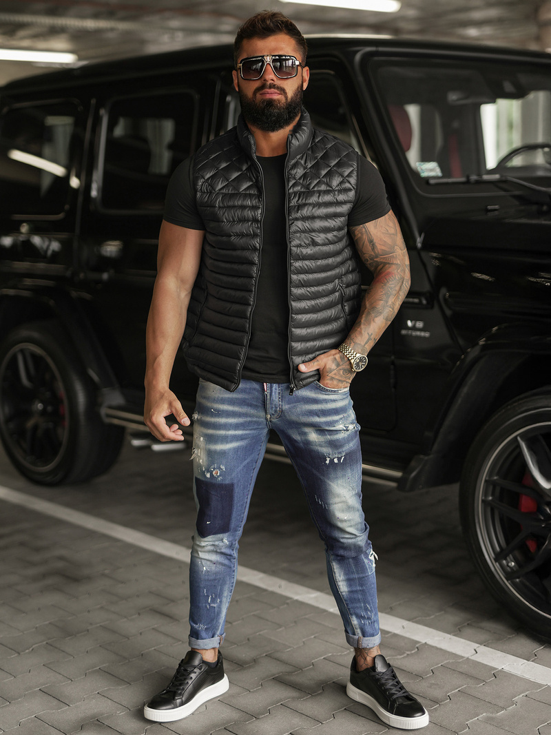 Chaleco de hombre negra OZONEE JS/16M9333/392BZ