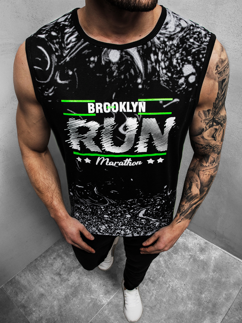 Camiseta sin mangas de hombre negra OZONEE JS/KS2075Z