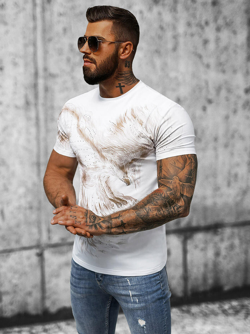 Camiseta de hombre blanco OZONEE NB/MT3039