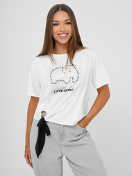 Camiseta de mujer blanco-negro OZONEE JS/RJ77247