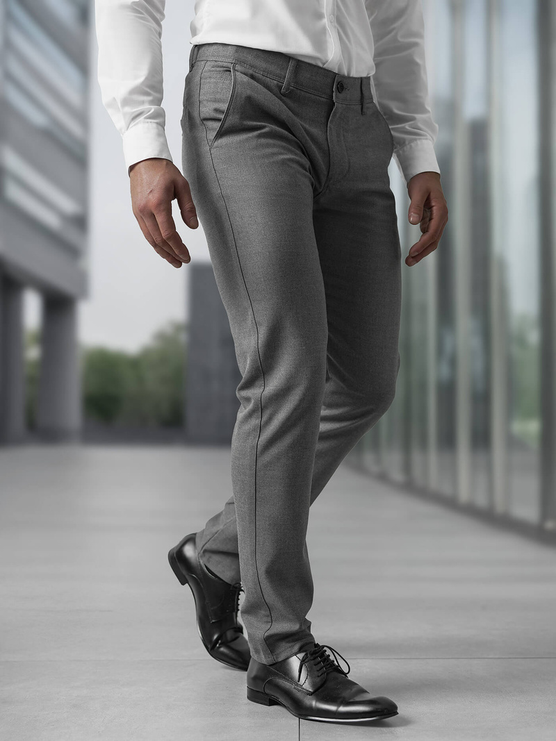 Pantalón chino de hombre gris oscuro OZONEE V/6545