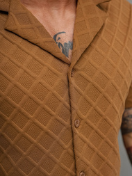 Camisa de hombre con manga corta marrón OZONEE O/B2257