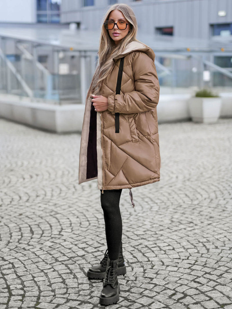 Chaqueta de mujer camel OZONEE JS/5M3189/84Z