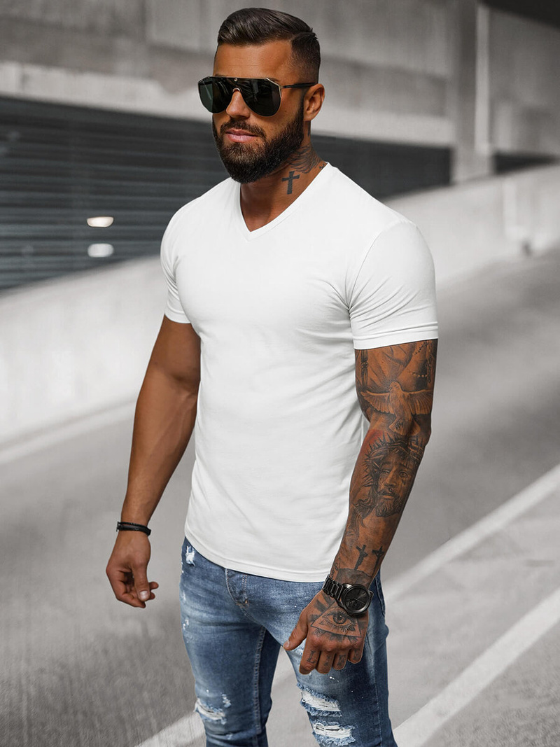 Camiseta de hombre blanco OZONEE NB/MT3099