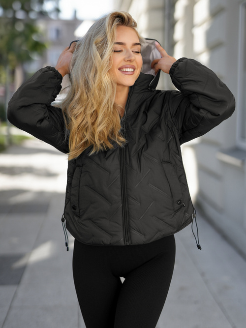 Chaqueta de mujer negro-beige OZONEE JS/16M9315/392B