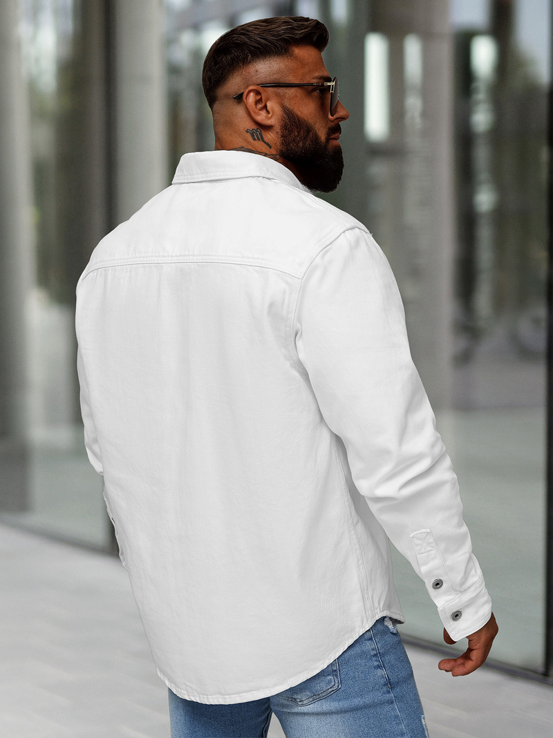 Camisa vaquera de hombre blanca OZONEE L/CA777/2