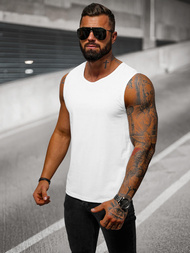 Camiseta sin mangas de hombre blanco OZONEE JS/99001Z
