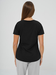Camiseta de mujer negra OZONEE DJ77806