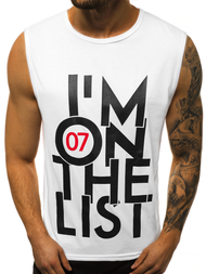 Camiseta sin mangas de hombre blanco OZONEE JS/KS2078