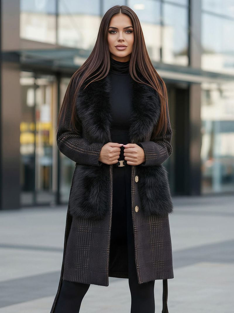 Abrigo de mujer negras OZONEE JS/53M5200/1Z