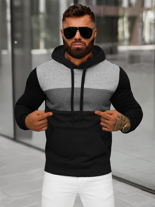 Sudadera de hombre negra OZONEE JS/8B1312/3