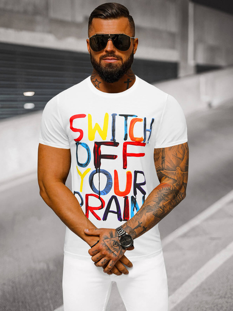 Camiseta de hombre blanca OZONEE O/T125/1Z