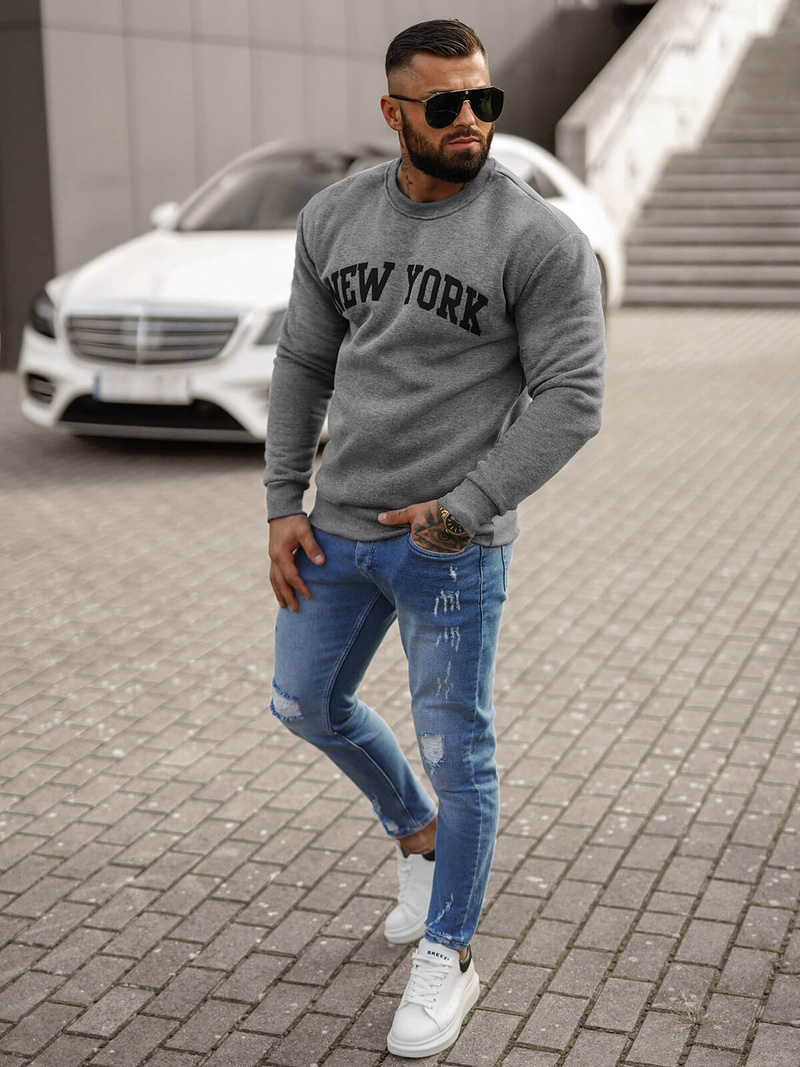 Sudadera de hombre grafito OZONEE JS/8B1362/5