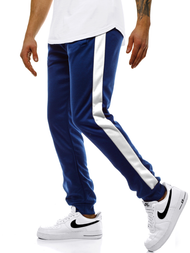 Pantalón de chándal de hombre azul-blanco OZONEE JS/JZ11007