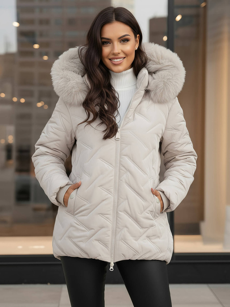 Chaqueta de mujer gris-clara OZONEE JS/16M9296/280Z