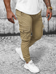 Pantalón chino jogger de hombre beige OZONEE NB/MP0201K