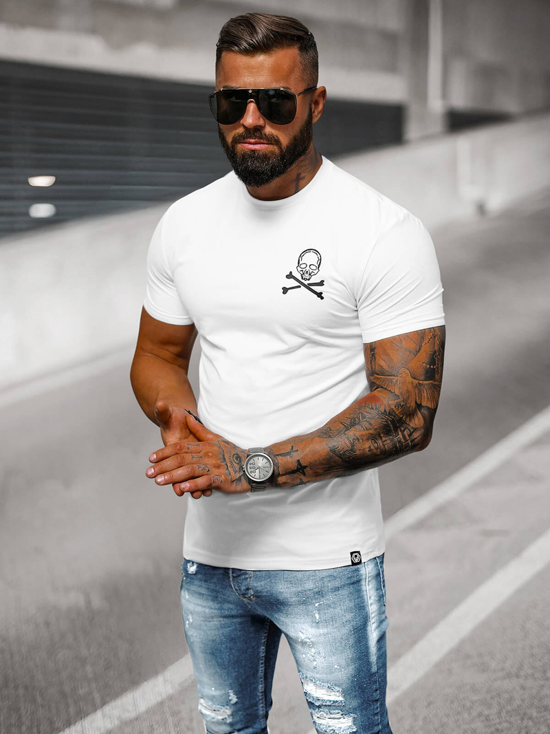 Camiseta de hombre blanco OZONEE NB/MT3066