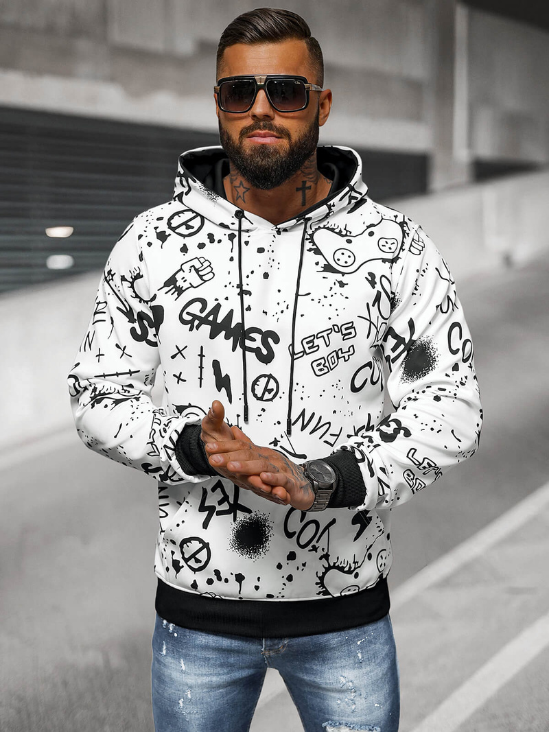 Sudadera de hombre blanca OZONEE JS/8B1227/1