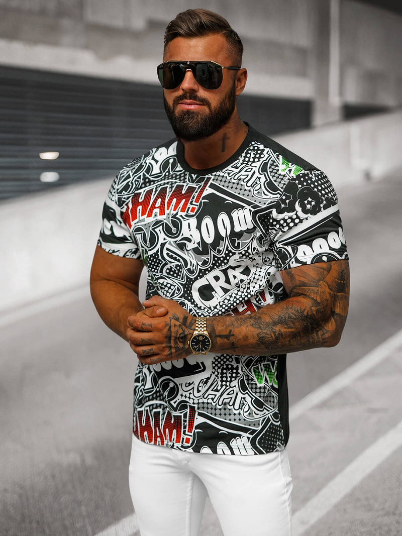 Camiseta de hombre negra OZONEE O/T137/3