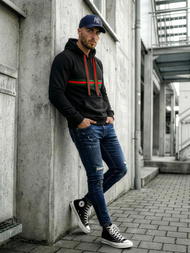 Sudadera de hombre negra OZONEE JS/8B1735/3Z