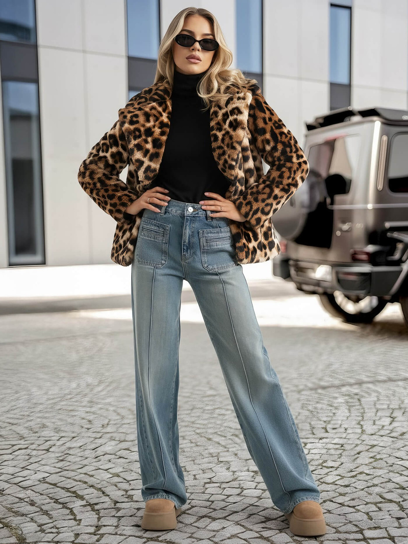 Chaqueta de mujer beige-marrón OZONEE JS/61M8500/158