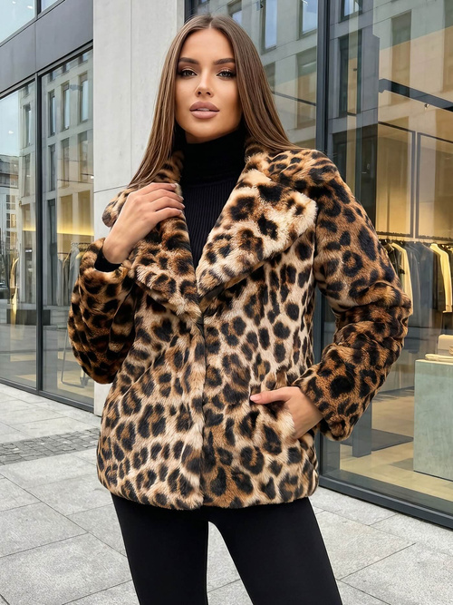 Chaqueta de mujer beige-marrón  OZONEE JS/61M8500/158Z