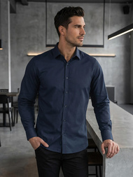 Camisa de hombre azul marino OZONEE V/V188Z