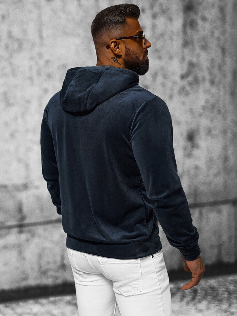 Sudadera velour de hombre azul marino OZONEE JS/8B1168/25