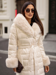 Abrigo de mujer beige OZONEE JS/5M3160/254/BZ