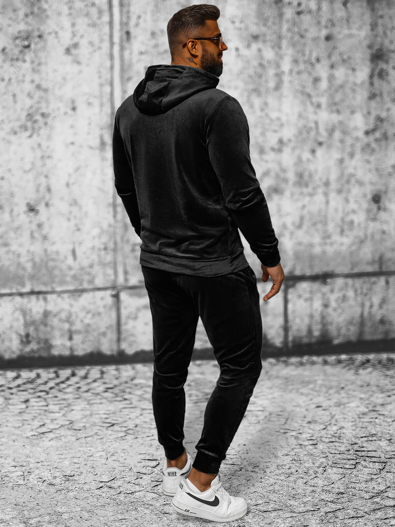 Chándal velour de hombre negro OZONEE JS/8C1171/3