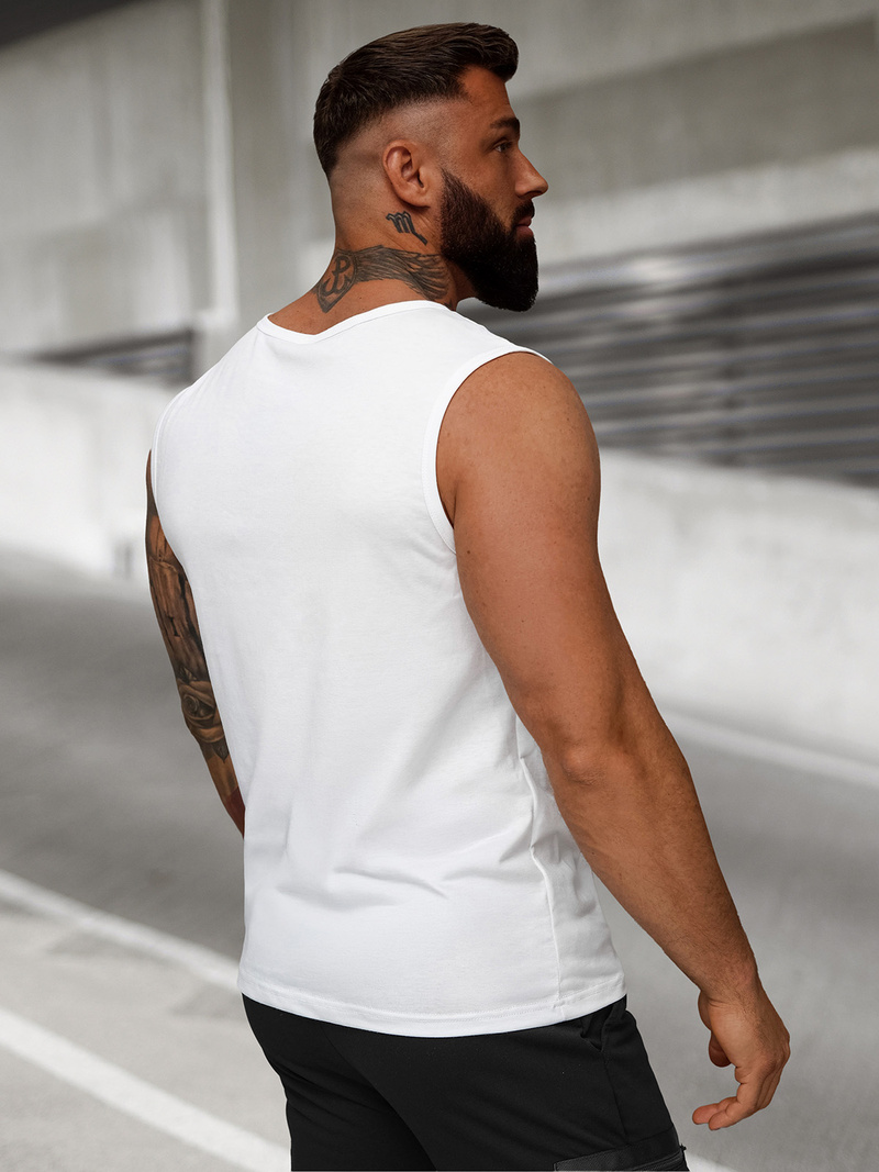 Camiseta sin mangas de hombre blanca OZONEE JS/8B1715/1Z