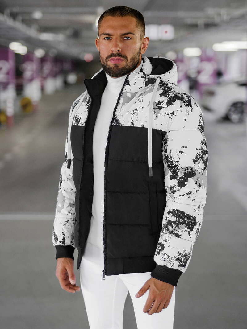 Chaqueta de invierno de hombre blanco-negro OZONEE JS/31M5030/392Z