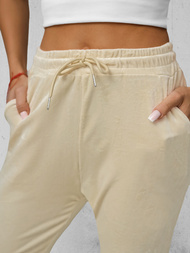 Pantalón velour de chándal para mujer en crudo OZONEE JS/8K1532/155