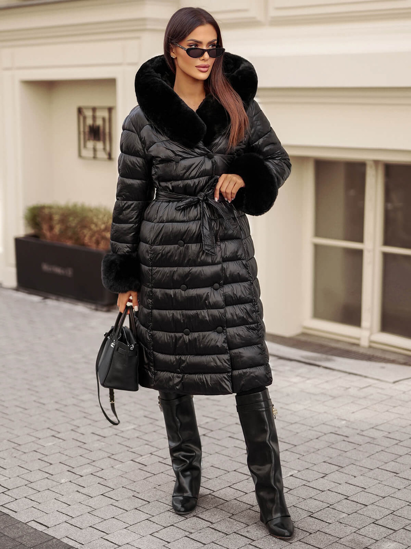 Abrigo de mujer negro OZONEE JS/5M3160/392Z