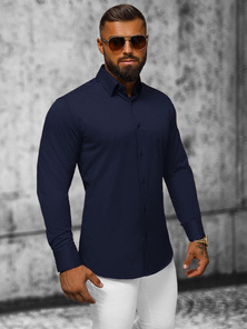 Camisa de hombre azul marino OZONEE O/V79