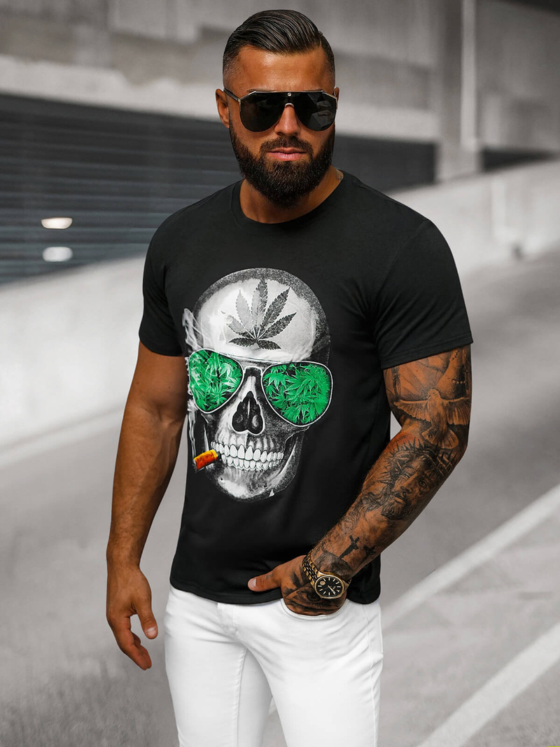 Camiseta de hombre negra OZONEE JS/Y70019