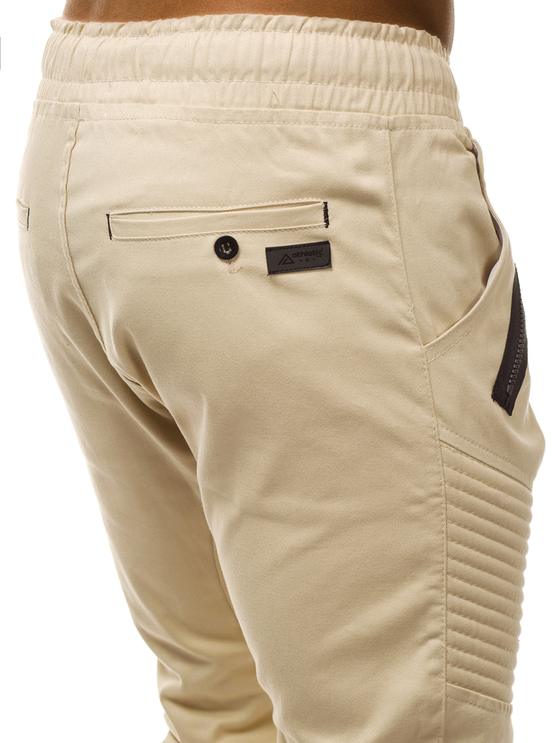 Pantalón chino jogger de hombre beige OZONEE A/0952