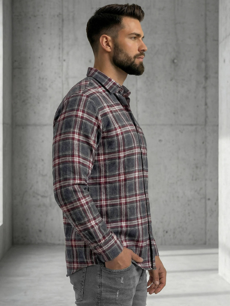 Camisa de hombre burdeos OZONEE V/V178Z